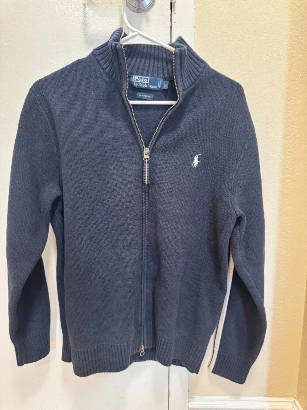 Polo by Ralph Lauren Vintage Blue Full Zip Sweater Size Large